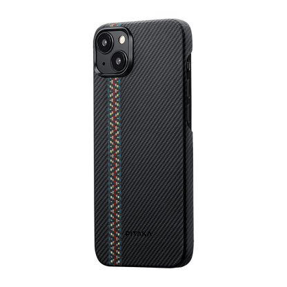 Apple iPhone 15 Kılıf M-safe Şarj Özellikli 600D Aramid Fiber Pitaka Tactile Woven Orchestra Serisi Rhapsody Kapak Siyah