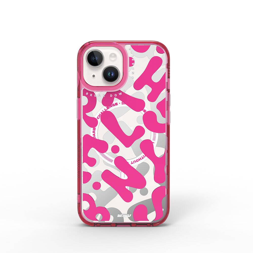 Apple iPhone 15 Case M-safe Charging Feature Paint Patterned Wiwu Fluorescent G Series Cover Orange 
