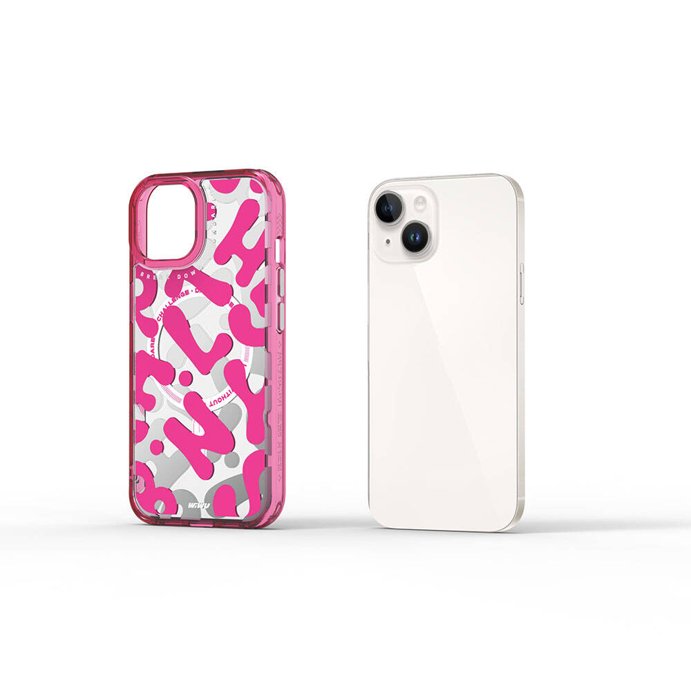 Apple iPhone 15 Case M-safe Charging Feature Paint Patterned Wiwu Fluorescent G Series Cover Orange 