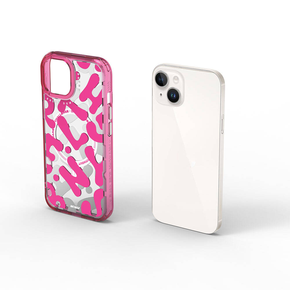 Apple iPhone 15 Case M-safe Charging Feature Paint Patterned Wiwu Fluorescent G Series Cover Orange 