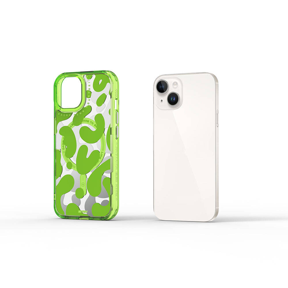 Apple iPhone 15 Case M-safe Charging Feature Paint Patterned Wiwu Fluorescent G Series Cover Orange 