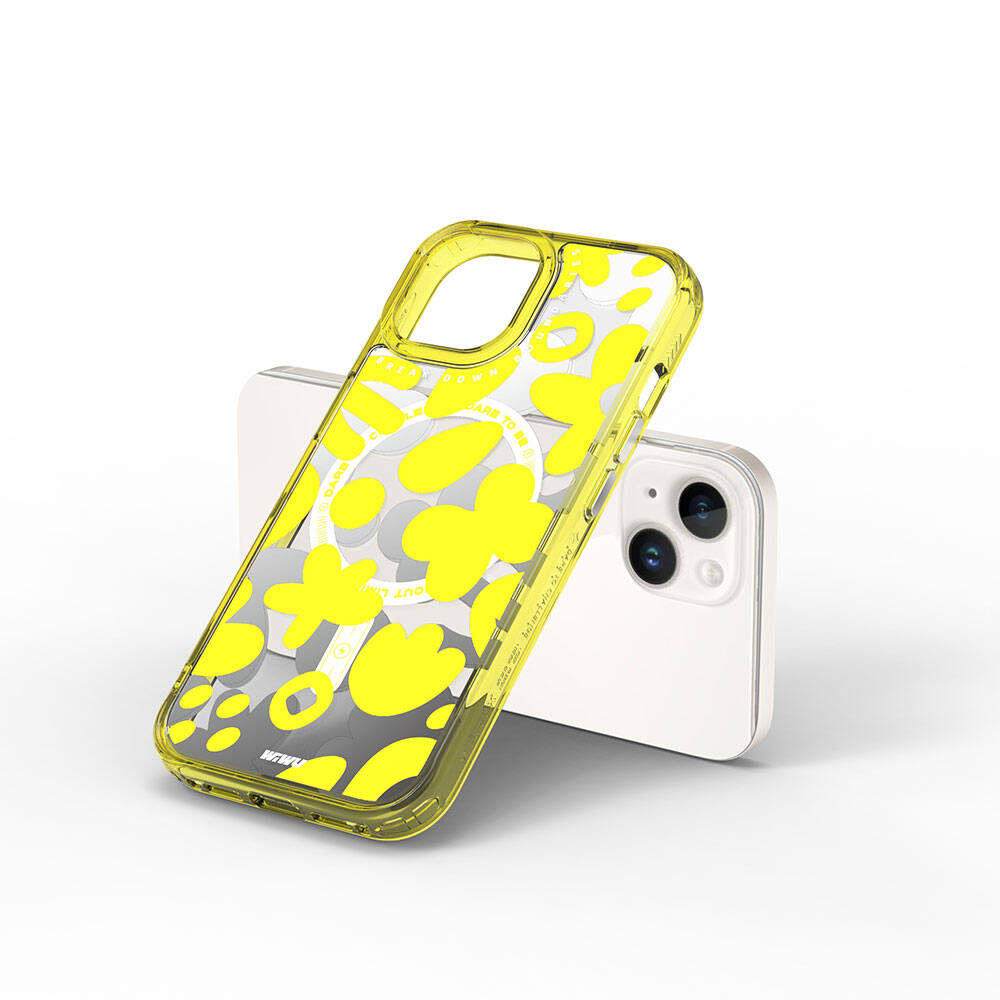 Apple iPhone 15 Case M-safe Charging Feature Paint Patterned Wiwu Fluorescent G Series Cover Orange 