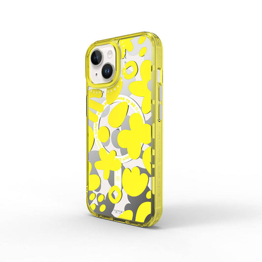 Apple iPhone 15 Case M-safe Charging Feature Paint Patterned Wiwu Fluorescent G Series Cover Yellow 