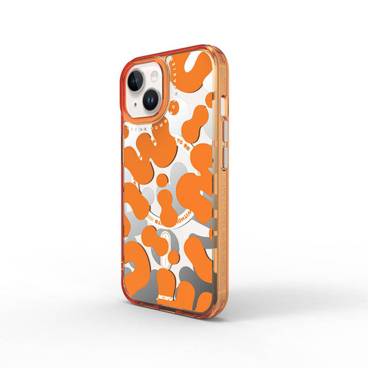 Apple iPhone 15 Case M-safe Charging Feature Paint Patterned Wiwu Fluorescent G Series Cover Orange 
