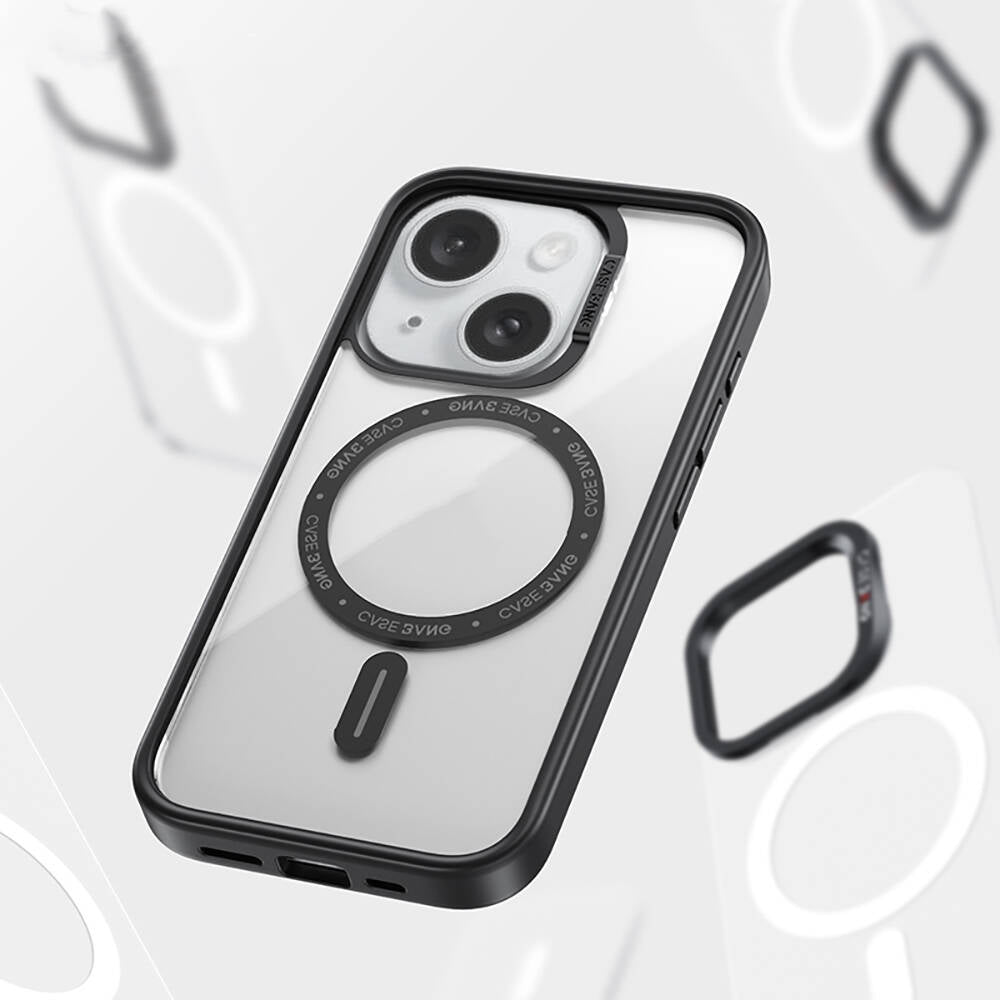 Apple iPhone 15 Kılıf M-safe Şarj Özellikli Casebang Body Frame Kapak Siyah