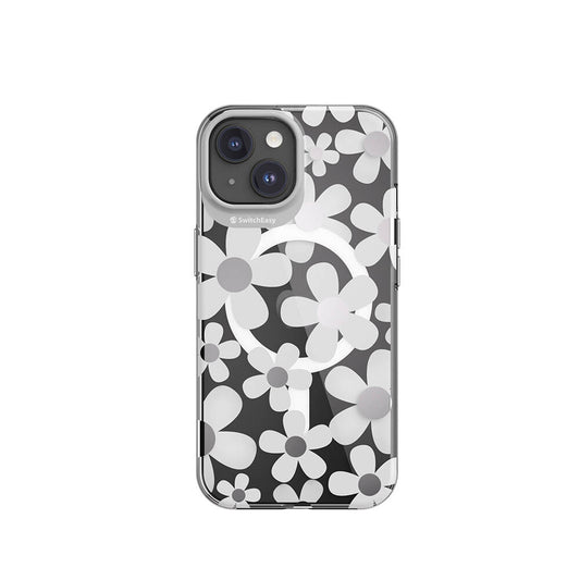Apple iPhone 15 Kılıf M-safe Şarj Özellikli Çift IMD Baskılı Lisanslı Switcheasy Artist-M Fleur Kapak Gri