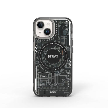 Apple iPhone 15 Case M-safe Charging Feature Patterned Wiwu Mecha Circuit H Series Cover Black 