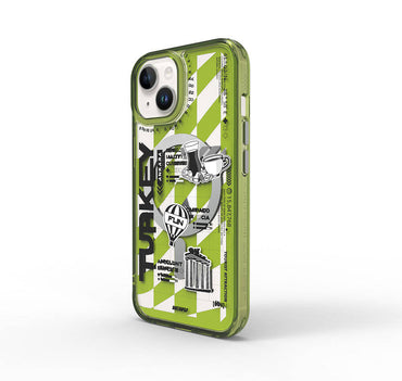 Apple iPhone 15 Case M-safe Charging Feature Patterned Wiwu Turkey A Series Cover Green 