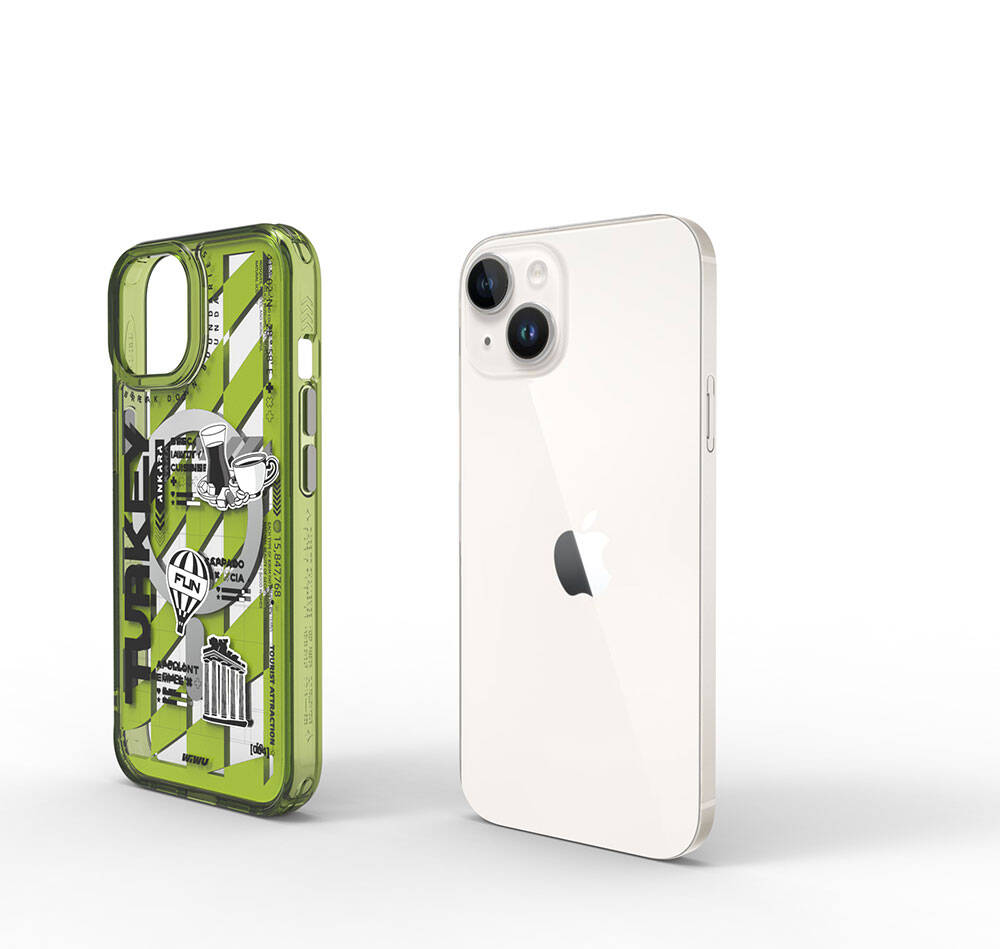 Apple iPhone 15 Case M-safe Charging Feature Patterned Wiwu Turkey A Series Cover Green 