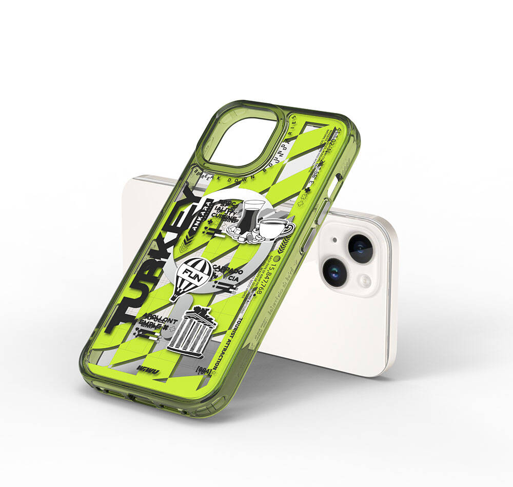 Apple iPhone 15 Case M-safe Charging Feature Patterned Wiwu Turkey A Series Cover Green 