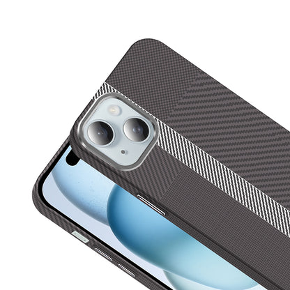 Apple iPhone 15 Kılıf M-safe Şarj Özellikli Karbon Fiber Görünümlü Zore Gros Kapak Siyah-Lacivert
