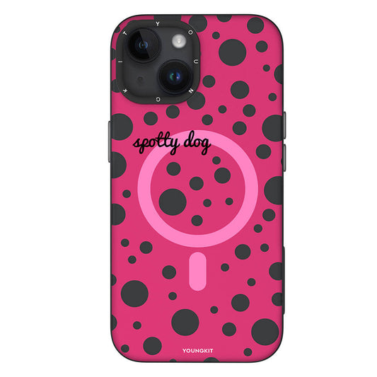 Apple iPhone 15 Case M-safe Charging Feature Polka Dot Pattern Youngkit Spots Series Cover Pink 