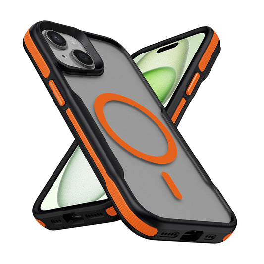 Apple iPhone 15 Kılıf M-safe Şarj Özellikli Renkli Kenar Airbag Şeritli Zore Lamer Kapak