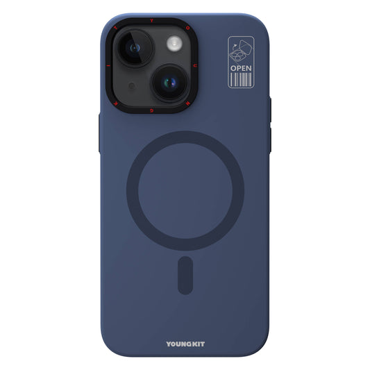 Apple iPhone 15 Case with M-safe Charging Stand YoungKit Hermit Bracket Series Cover Blue 