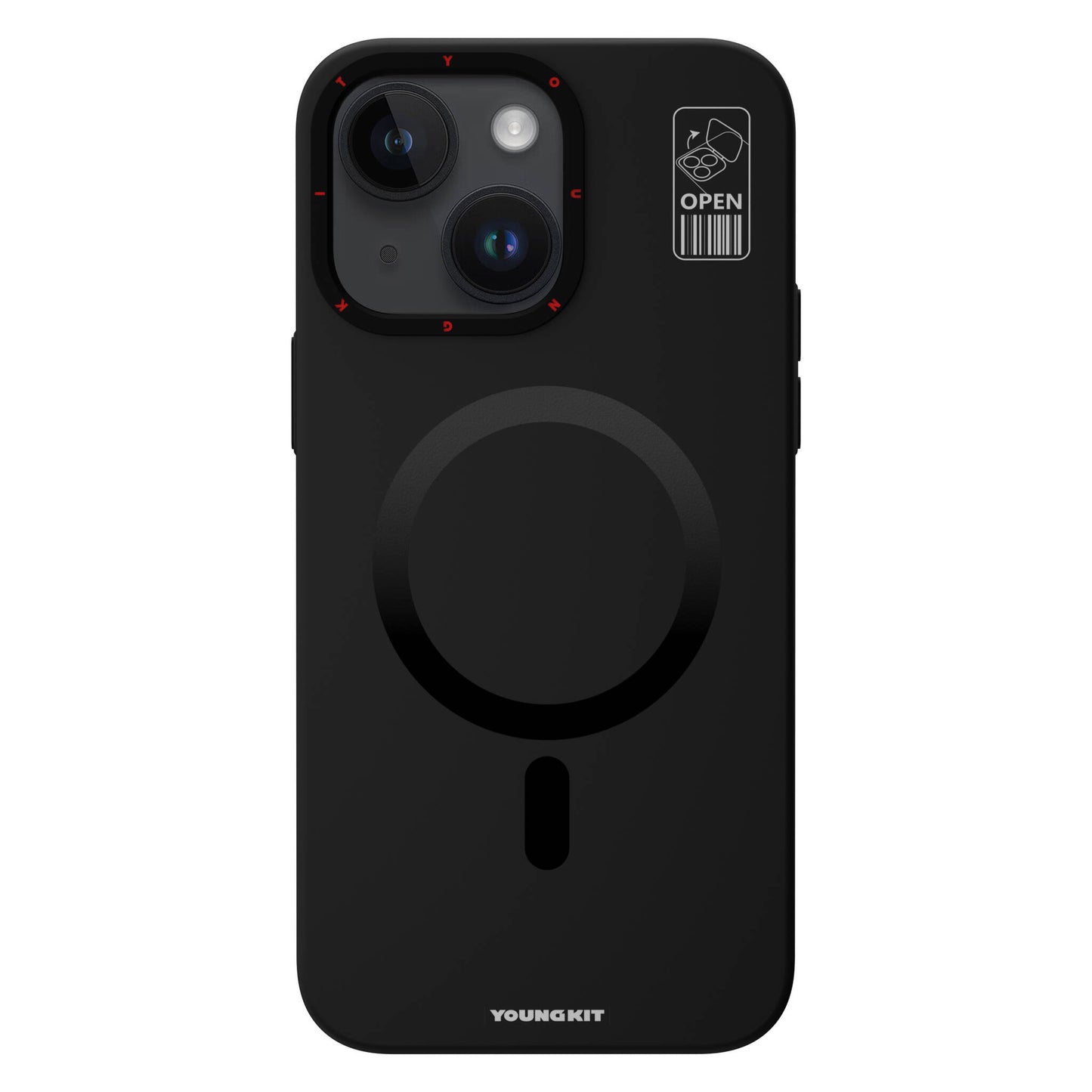 Apple iPhone 15 Case M-safe Charging Stand YoungKit Hermit Bracket Series Cover Black 