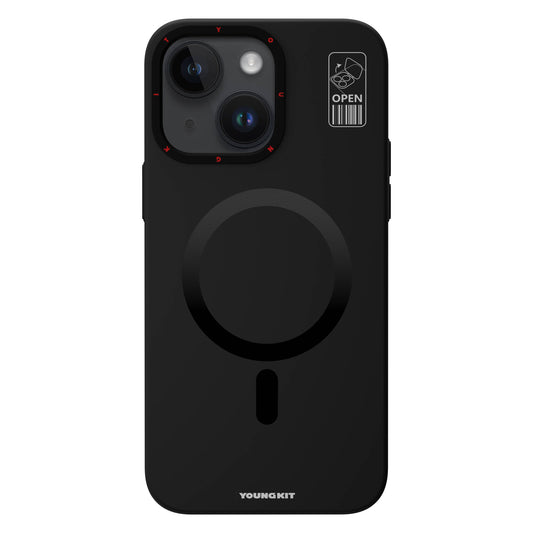 Apple iPhone 15 Case M-safe Charging Stand YoungKit Hermit Bracket Series Cover Black 