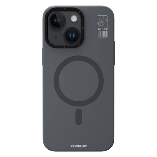 Apple iPhone 15 Case with M-safe Charging Stand YoungKit Hermit Bracket Series Cover Gray 