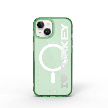 Apple iPhone 15 Case M-safe Charging Feature Transparent Color Transition Wiwu Turkey C Series Cover Orange 