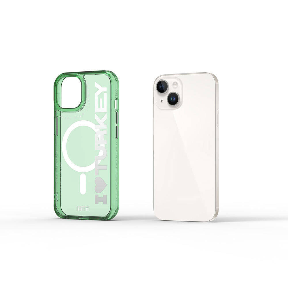 Apple iPhone 15 Case M-safe Charging Feature Transparent Color Transition Wiwu Turkey C Series Cover Orange 