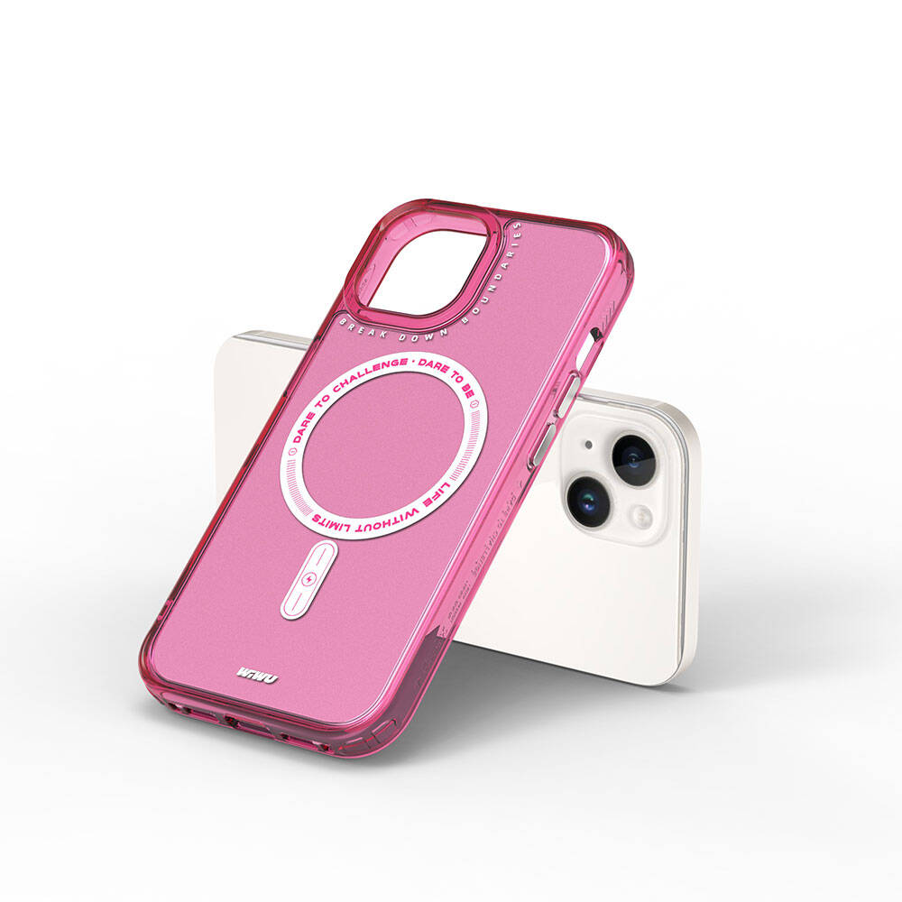 Apple iPhone 15 Case M-safe Charging Feature Wiwu Basic Color J Series Cover Pink Dark 