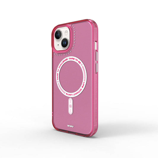 Apple iPhone 15 Case M-safe Charging Feature Wiwu Basic Color J Series Cover Pink Dark 