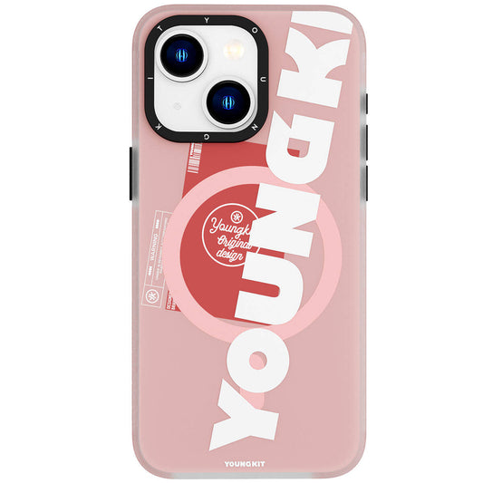 Apple iPhone 15 Case M-safe Charging Feature Youngkit Binfen Series Text Themed Cover Pink 