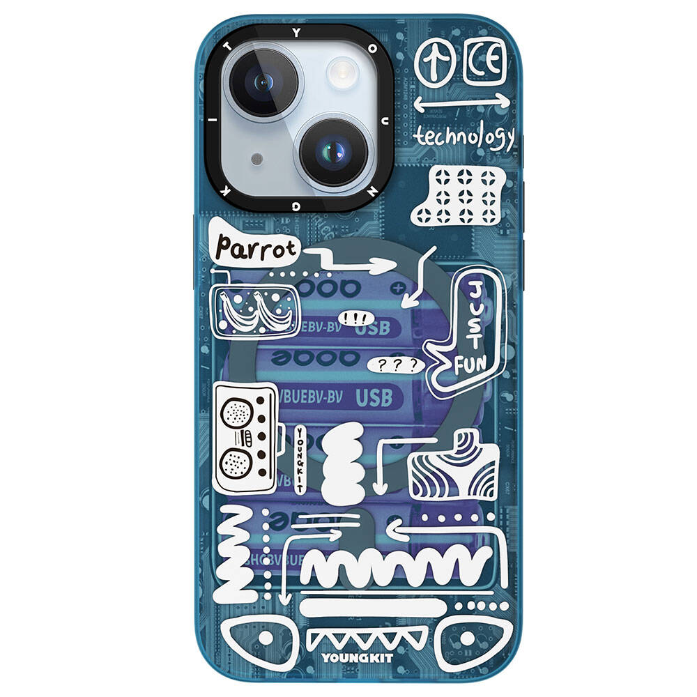 Apple iPhone 15 Case M-safe Charging Feature Youngkit Dark Matter Series Cover Blue 