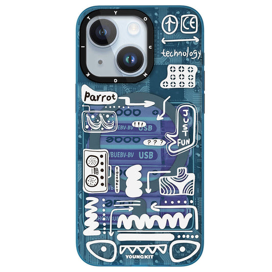 Apple iPhone 15 Case M-safe Charging Feature Youngkit Dark Matter Series Cover Blue 