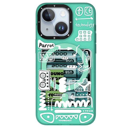 Apple iPhone 15 Case M-safe Charging Feature Youngkit Dark Matter Series Cover Turquoise 