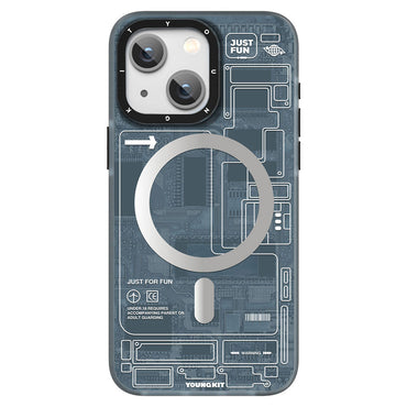 Apple iPhone 15 Case M-Safe Charging Feature YoungKit Technology Series Cover Navy Blue 