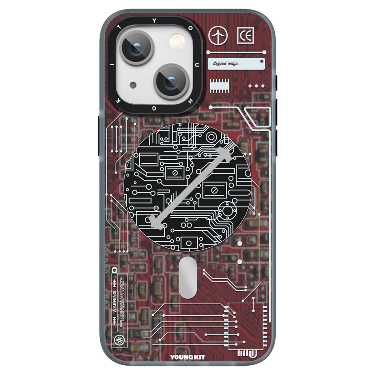 Apple iPhone 15 Case M-safe Charging Feature YoungKit Technology Series Cover Red 