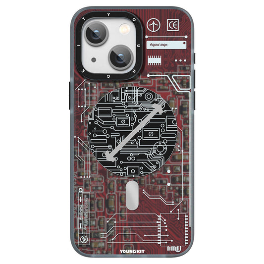 Apple iPhone 15 Case M-safe Charging Feature YoungKit Technology Series Cover Red 