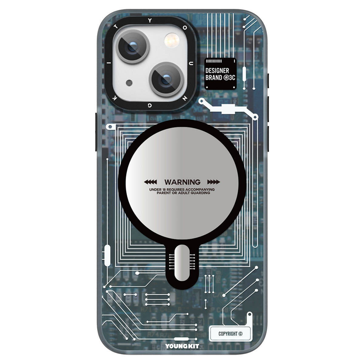 Apple iPhone 15 Case M-Safe Charging Feature YoungKit Technology Series Cover Blue 