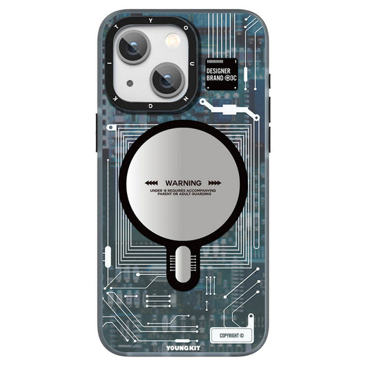 Apple iPhone 15 Case M-Safe Charging Feature YoungKit Technology Series Cover Blue 
