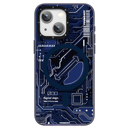 Apple iPhone 15 Case M-Safe Charging Feature YoungKit Technology Series Cover Navy Blue 