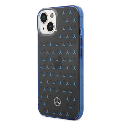 Apple iPhone 15 Kılıf Mercedes Benz Çift Katmanlı Yıldız Desenli Dizayn Kapak Siyah-Gümüş