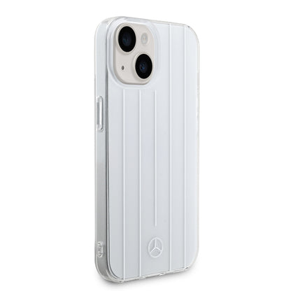 Apple iPhone 15 Kılıf Mercedes Benz Orjinal Lisanslı New Urban 3 IML Baskılı Paralel Çizgi Desenli Kapak Beyaz