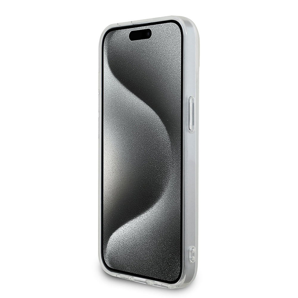Apple iPhone 15 Kılıf Mercedes Benz Orjinal Lisanslı New Urban 3 IML Baskılı Paralel Çizgi Desenli Kapak Beyaz