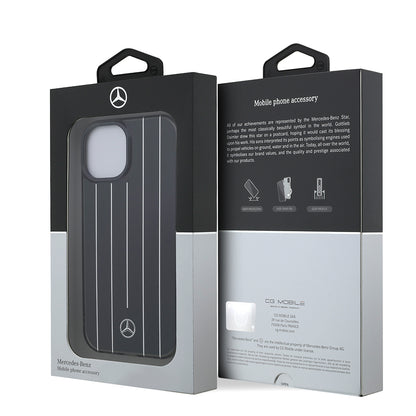 Apple iPhone 15 Kılıf Mercedes Benz Orjinal Lisanslı New Urban 3 IML Baskılı Paralel Çizgi Desenli Kapak Beyaz