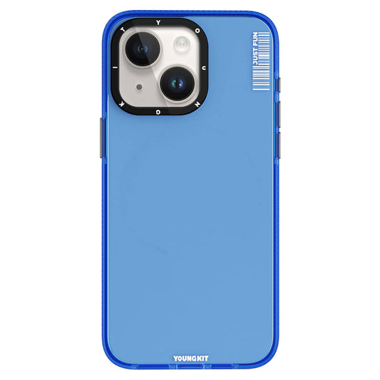 Apple iPhone 15 Case Smooth Flat Back Surface YoungKit Crystal Color Series Cover Blue 