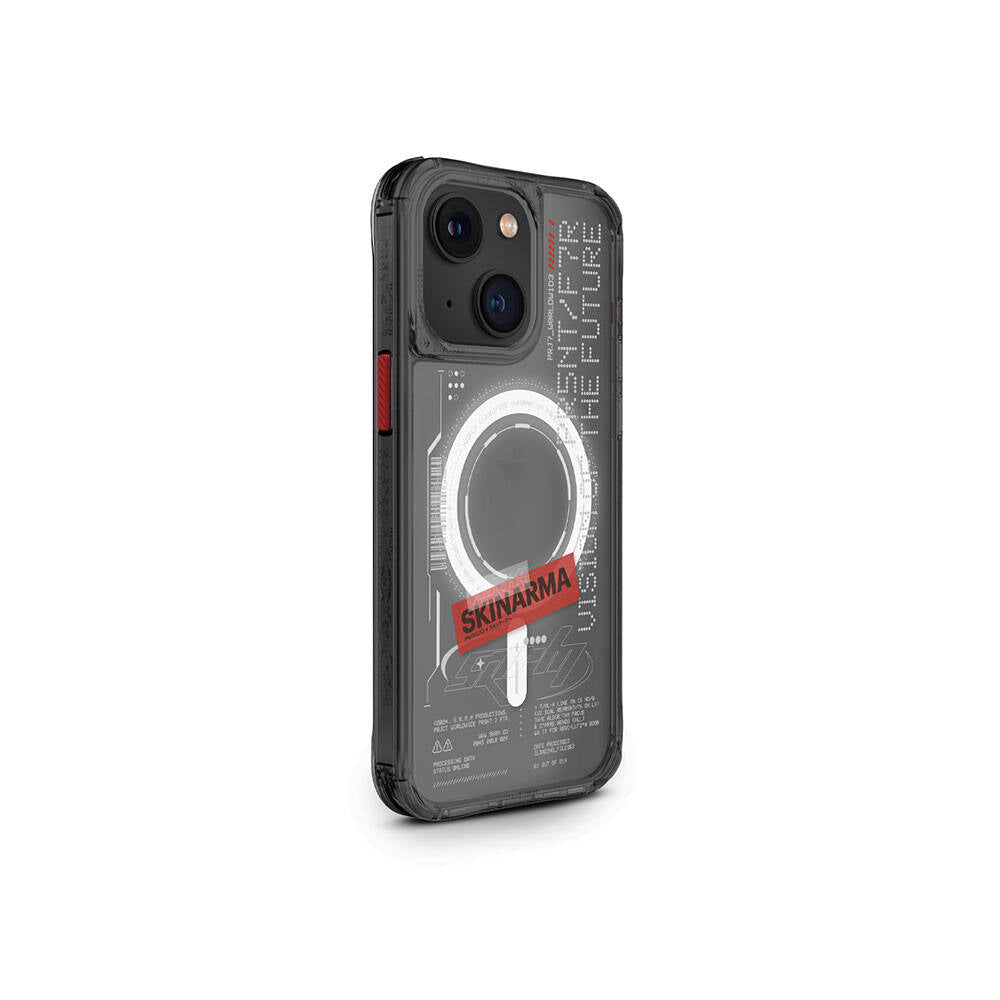 Apple iPhone 15 Case SkinArma M-safe Charging Feature Text Patterned Airbag Design Orion Cover Black 