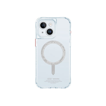Apple iPhone 15 Case SkinArma Transparent Airbag Design M-safe Charging Feature Saido Cover Blue Light