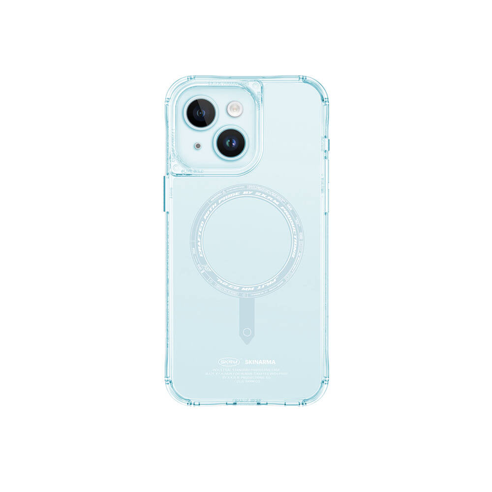 Apple iPhone 15 Case SkinArma Transparent Airbag Design M-safe Charging Feature Saido Cover Pink Clear