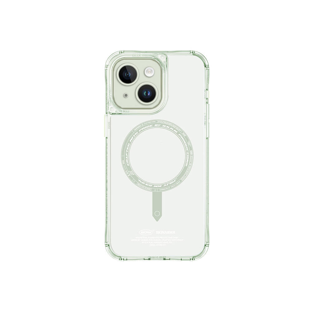 Apple iPhone 15 Case SkinArma Transparent Airbag Design M-safe Charging Feature Saido Cover Blue Light
