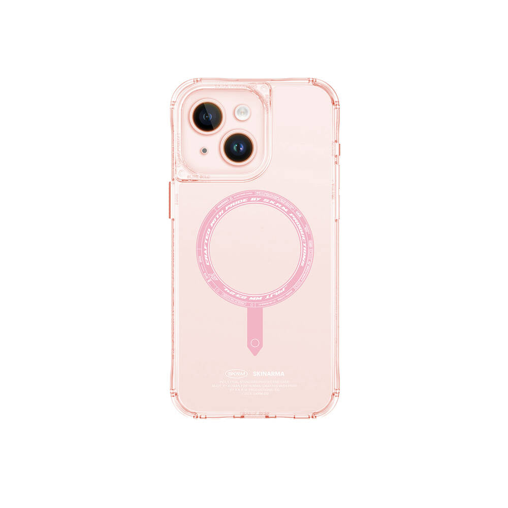 Apple iPhone 15 Case SkinArma Transparent Airbag Design M-safe Charging Feature Saido Cover Black