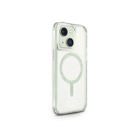 Apple iPhone 15 Case SkinArma Transparent Airbag Design M-safe Charging Feature Saido Cover Light Green