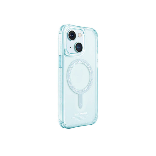 Apple iPhone 15 Case SkinArma Transparent Airbag Design M-safe Charging Feature Saido Cover Blue Light