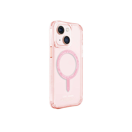 Apple iPhone 15 Case SkinArma Transparent Airbag Design M-safe Charging Feature Saido Cover Pink Clear
