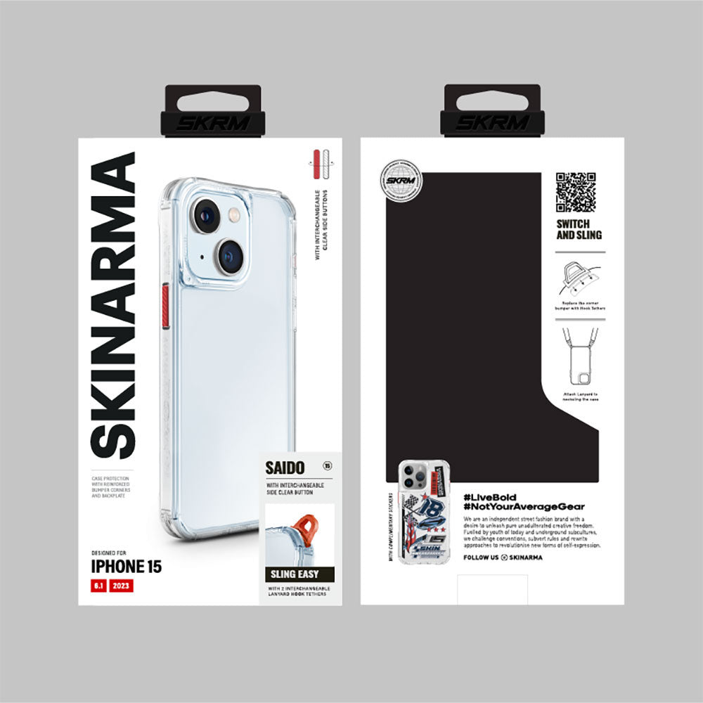 Apple iPhone 15 Case SkinArma Transparent Airbag Design Saido Cover Colorless 