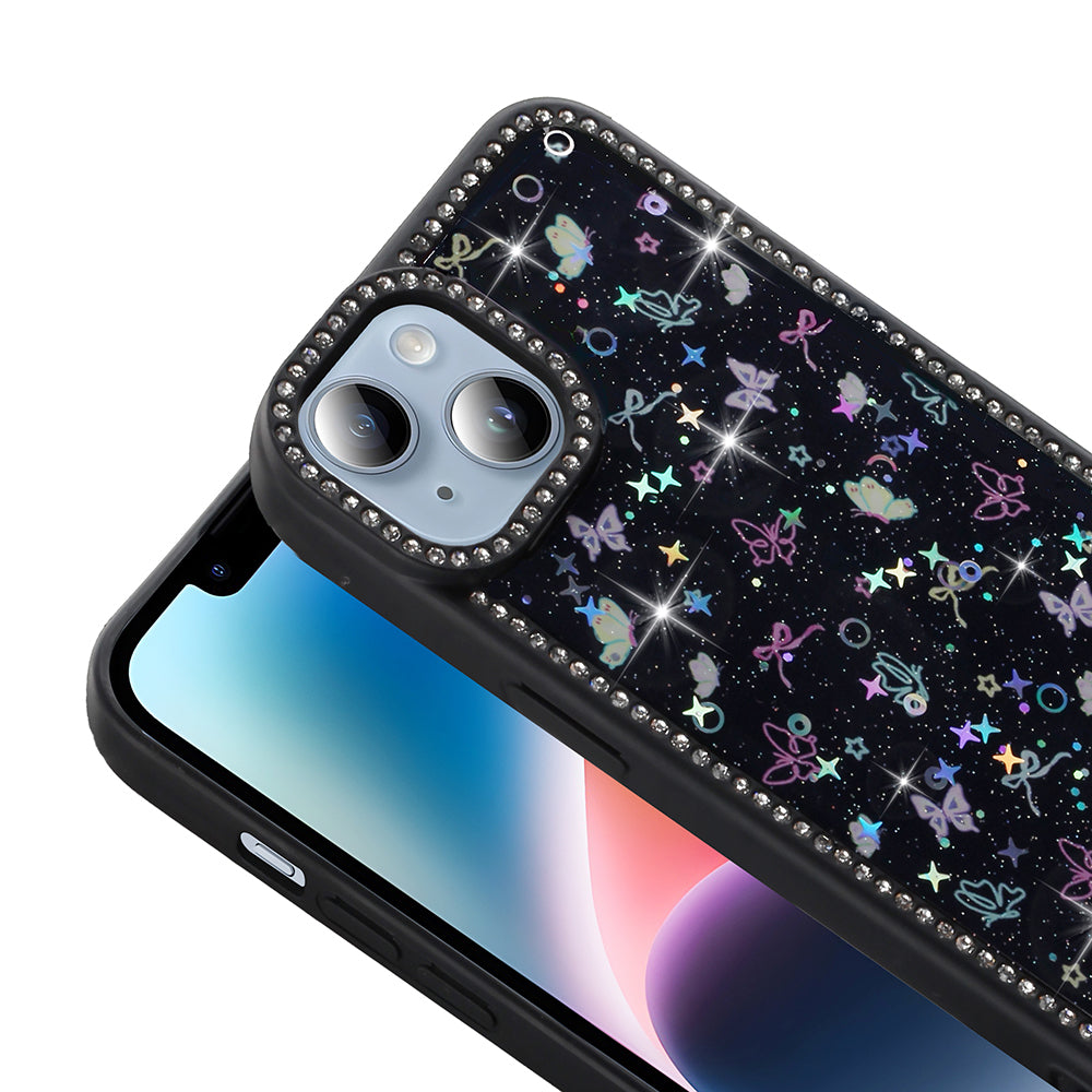 Apple iPhone 15 Case Stone and Glitter Design Zore Azra Cover Black